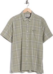 Barbour Coldingham Regular Fit Windowpane Short Sleeve Linen & Cotton Button-Up Shirt