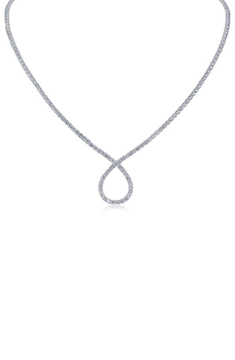 CZ by Kenneth Jay Lane Cubic Zirconia Infinity Loop Tennis Necklace, Main, color, Clear Silver