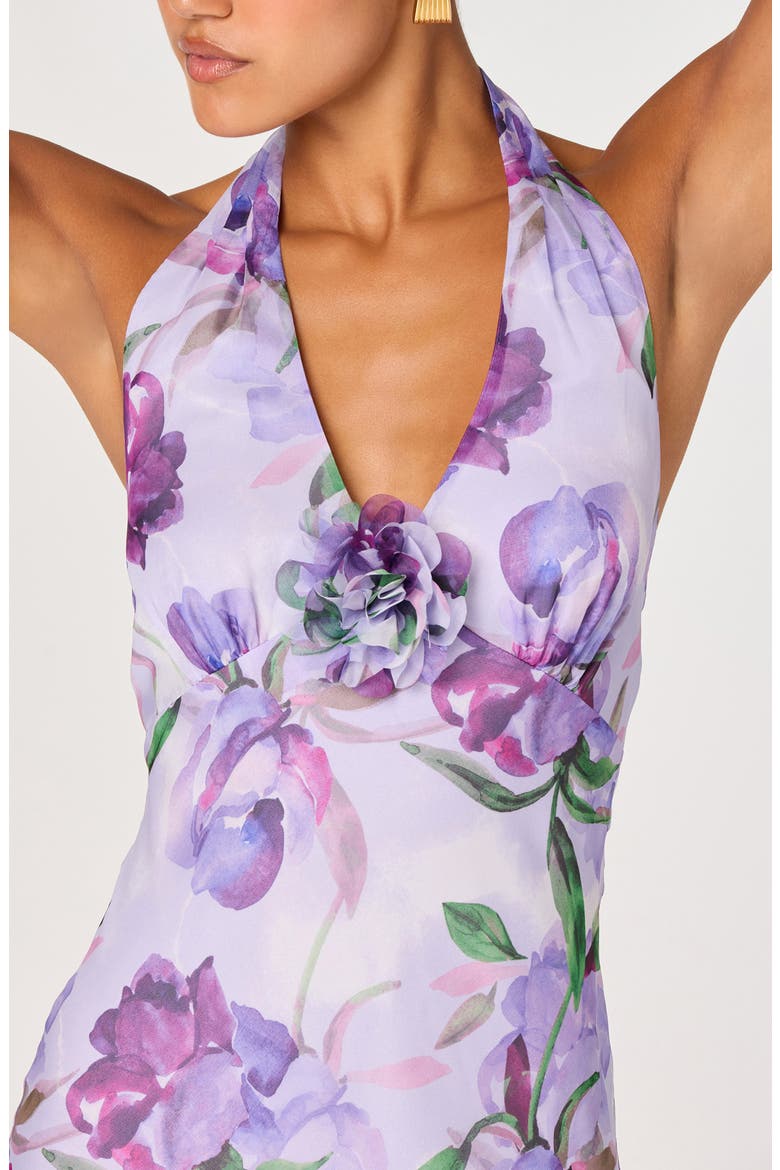 Yasmen Floral Plunge Halter Neck Maxi Dress, Alternate, color, PURPLE FLORAL