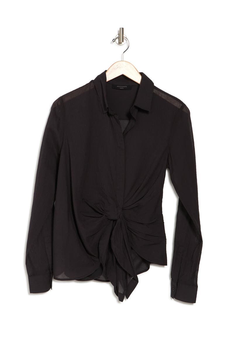AllSaints Sirena Front Tie Shirt, Alternate, color,