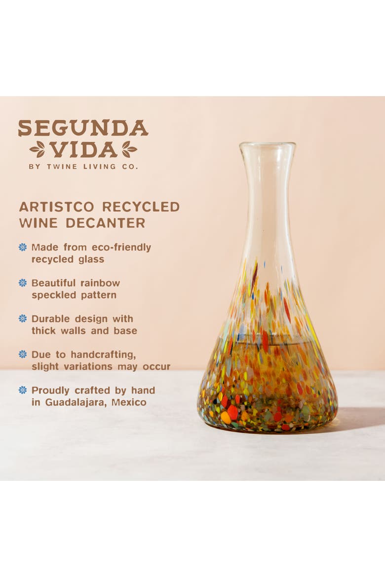 Segunda Vida Artistico Recycled Wine Decanter, Alternate, color, Multicolor