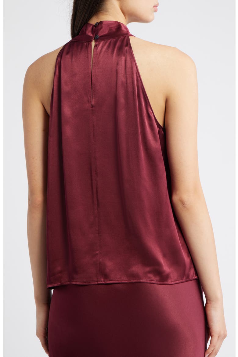 Leah Satin Crepe Halter Top, Alternate, color, GARNET