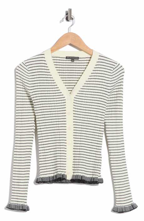 Striped Ruffle Cuff Cardigan