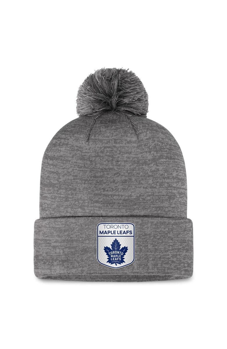 FANATICS Men's Fanatics Branded Gray Toronto Maple Leafs Authentic Pro Home Ice Cuffed Knit Hat with Pom, Main, color, Gray