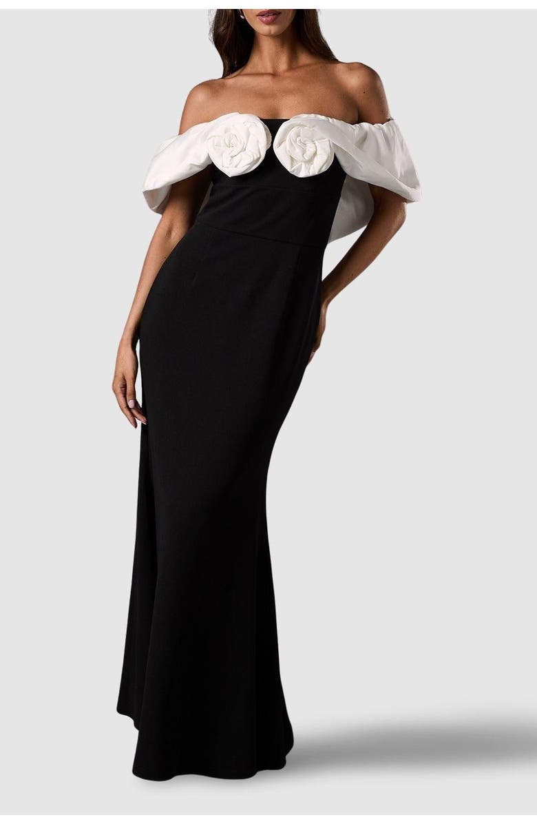 Coast Bardot Rose Detail Maxi Dress, Alternate, color, Mono