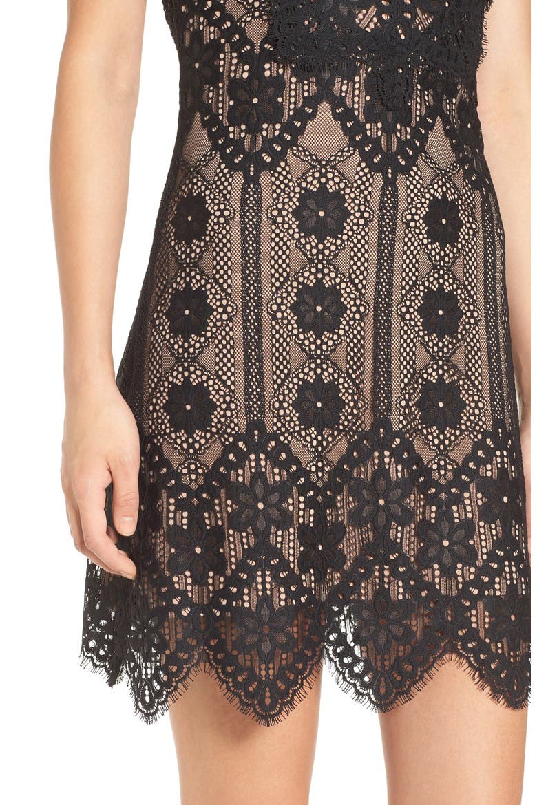 x Nordstrom 'Lyla' Lace Minidress (Nordstrom Exclusive), Alternate, color, BLACK