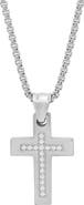 STEELTIME Men's Stainless Steel Simulated Diamond Cross Pendant Necklace