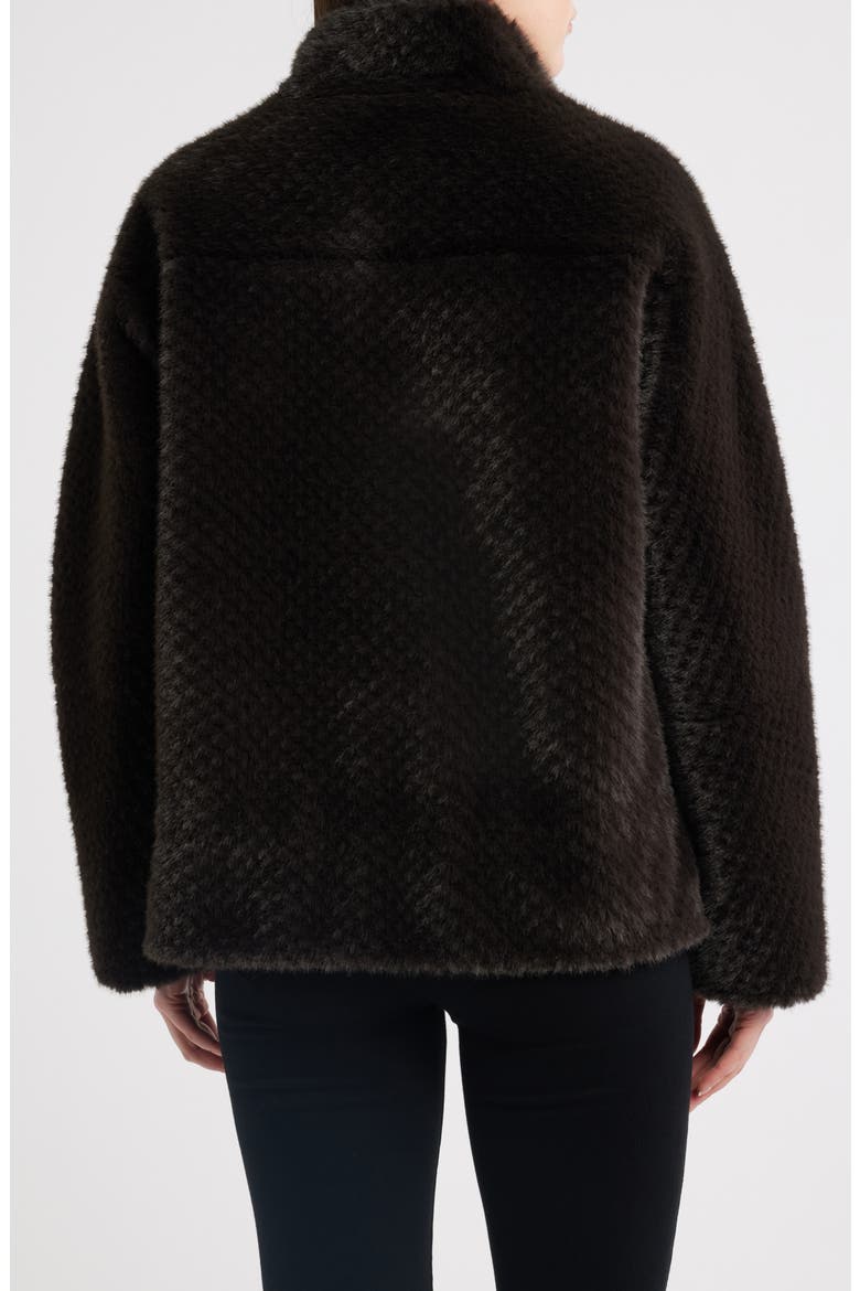 Reversible Peplum Faux Fur Jacket, Alternate, color, DARK BROWN