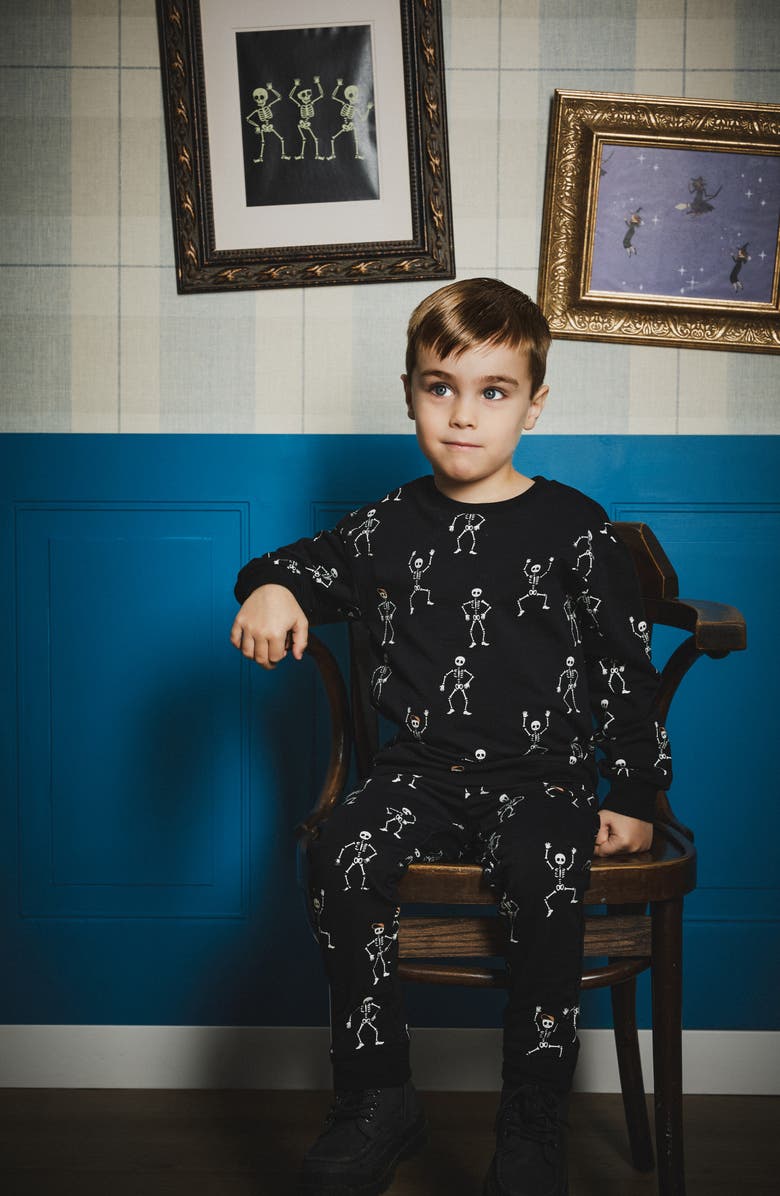 MILES THE LABEL Kids' Skeleton Glow in the Dark Cotton Joggers, Alternate, color, 