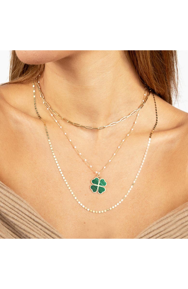 The Lovery Fine Jewelry Malachite Lucky Clover Charm, Alternate, color, Malachite