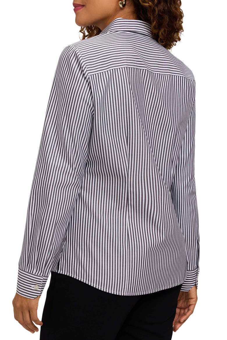 Dianna Stripe Cotton Button-Up Shirt, Alternate, color, BLACK/ WHITE