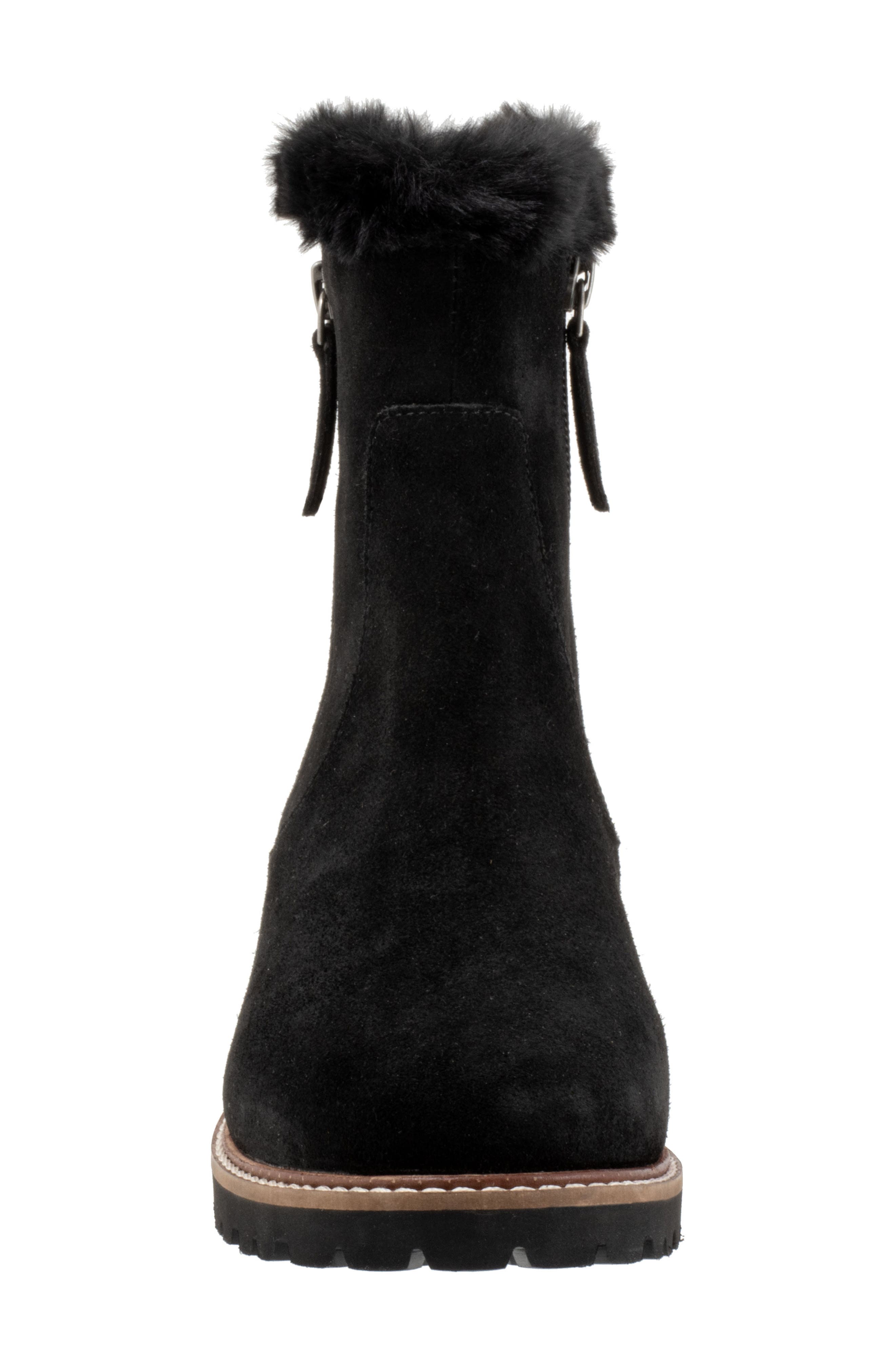 Trotters Forever Faux Shearling Trim Boot, Alternate, color, Black Suede