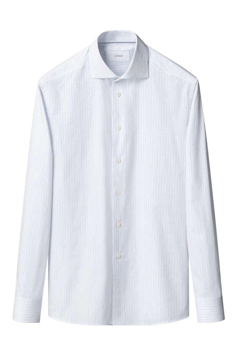 Slim Fit Striped Cotton Dress Shirt, Alternate, color, LIGHT BLUE