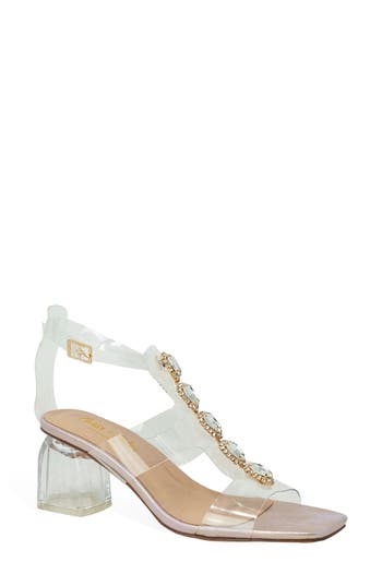 Chase & Chloe Chase And Chloe Levine Rhinestone Embellished Clear Strap Sandal