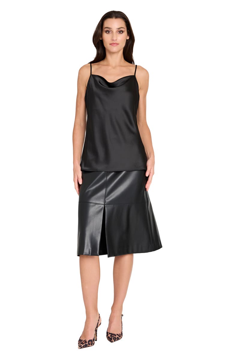 Tahari ASL Faux Leather A-Line Skirt, Alternate, color, Black