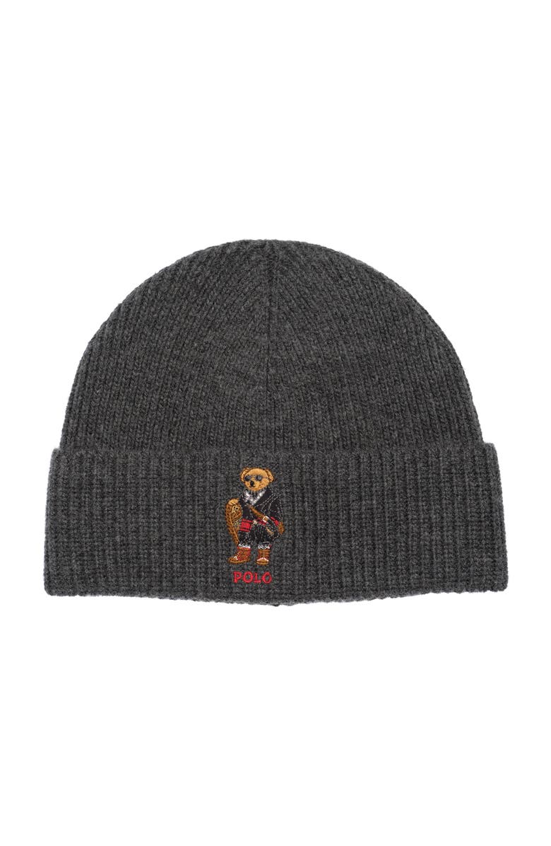 Polo Ralph Lauren Holiday Bear Beanie, Main, color, Charcoal Heather