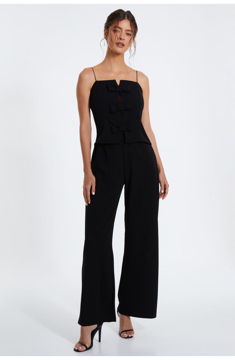 QUIZ Scuba Crepe Bow Front Jumpsuit, Main, color,
