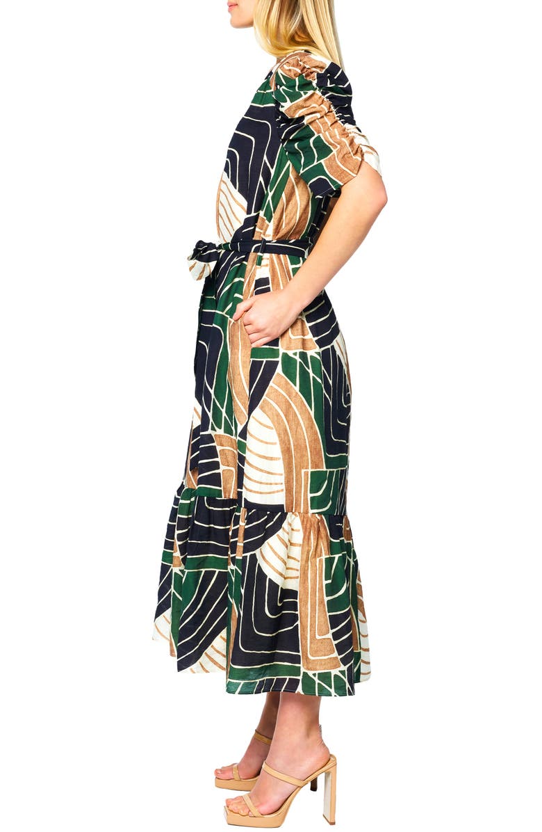 CIEBON Merl Tie Waist Midi Dress, Alternate, color, 