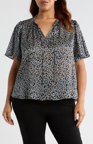 Vince Camuto Floral Tie Neck Top