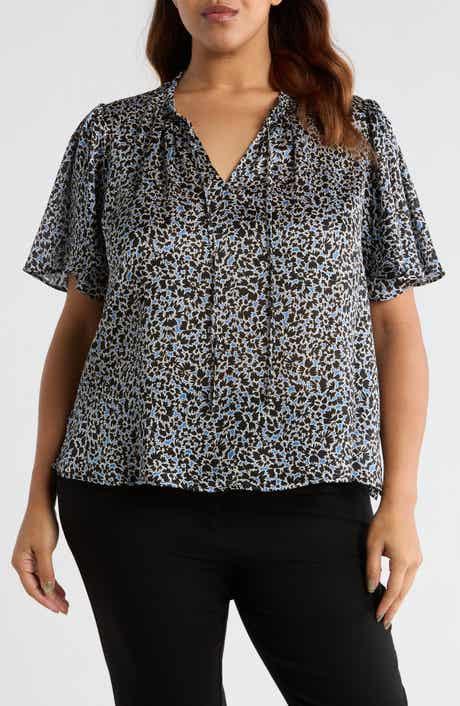 Vince Camuto Floral Tie Neck Top