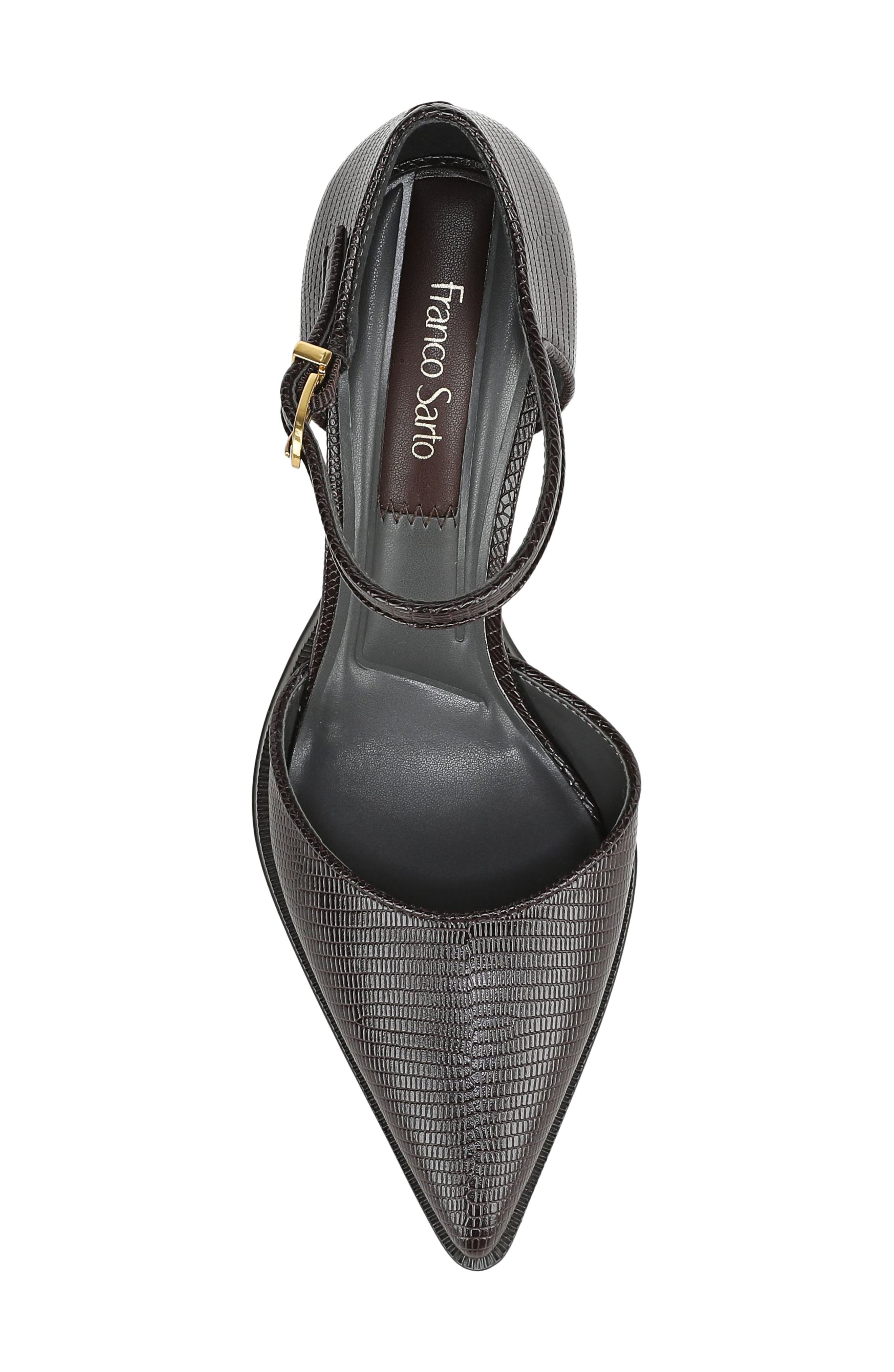 Alexa Ankle Strap Pointed Toe Pump, Alternate, color, BROWN