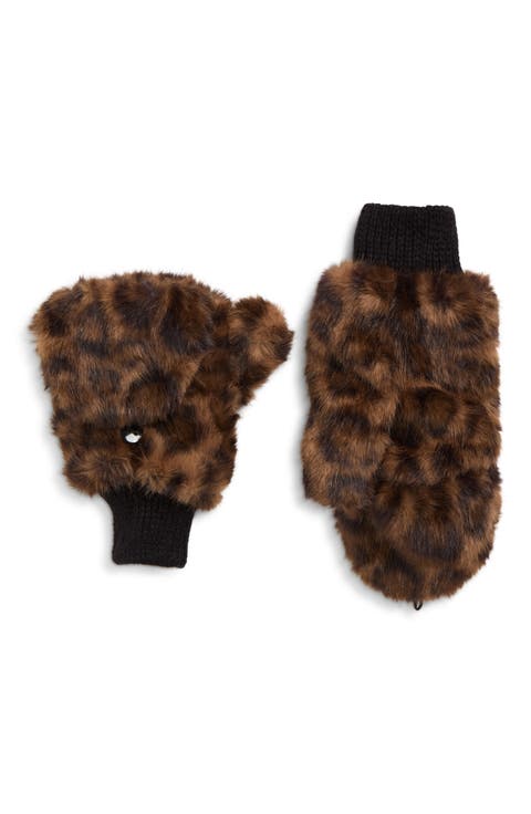 Flip Top Faux Fur Mittens