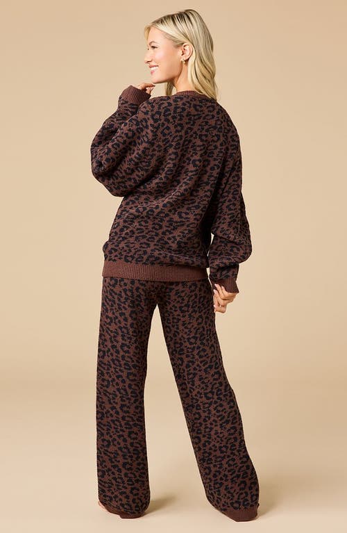 Softies Marshmallow Leopard Crew Neck Lounge Set In Brown