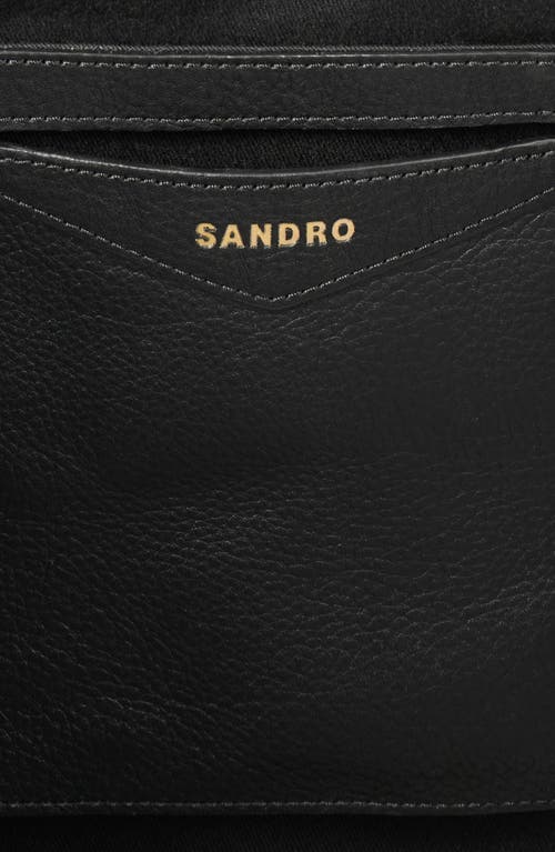 Sandro Soft Leather Shopping Bag In Black