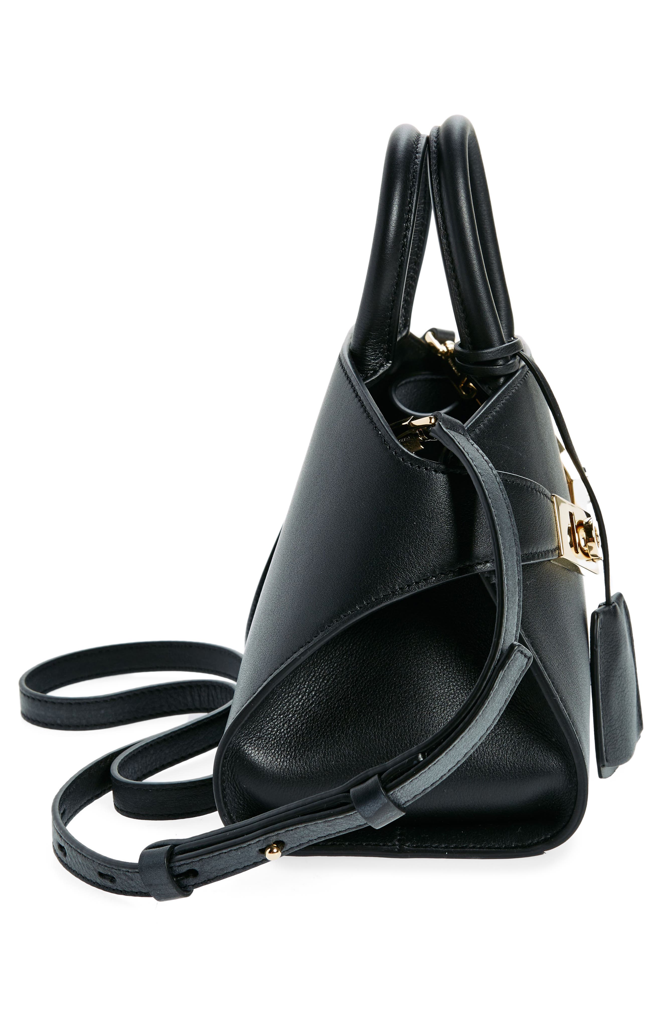 FERRAGAMO Hug Soft Leather Crossbody Bag, Alternate, color, Black