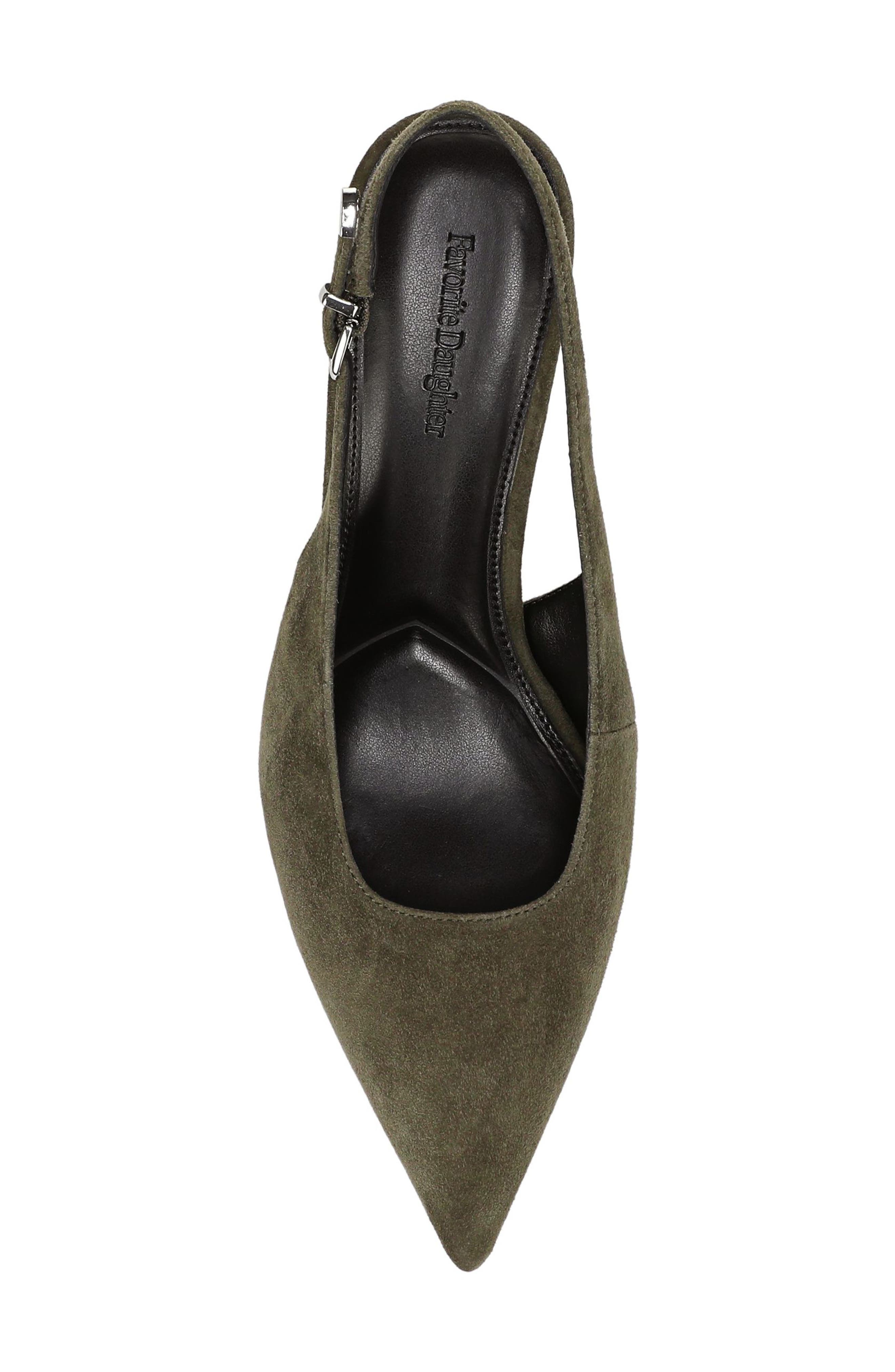 Sierra Pointed Toe Slingback Pump, Alternate, color, OLIVE SUEDE