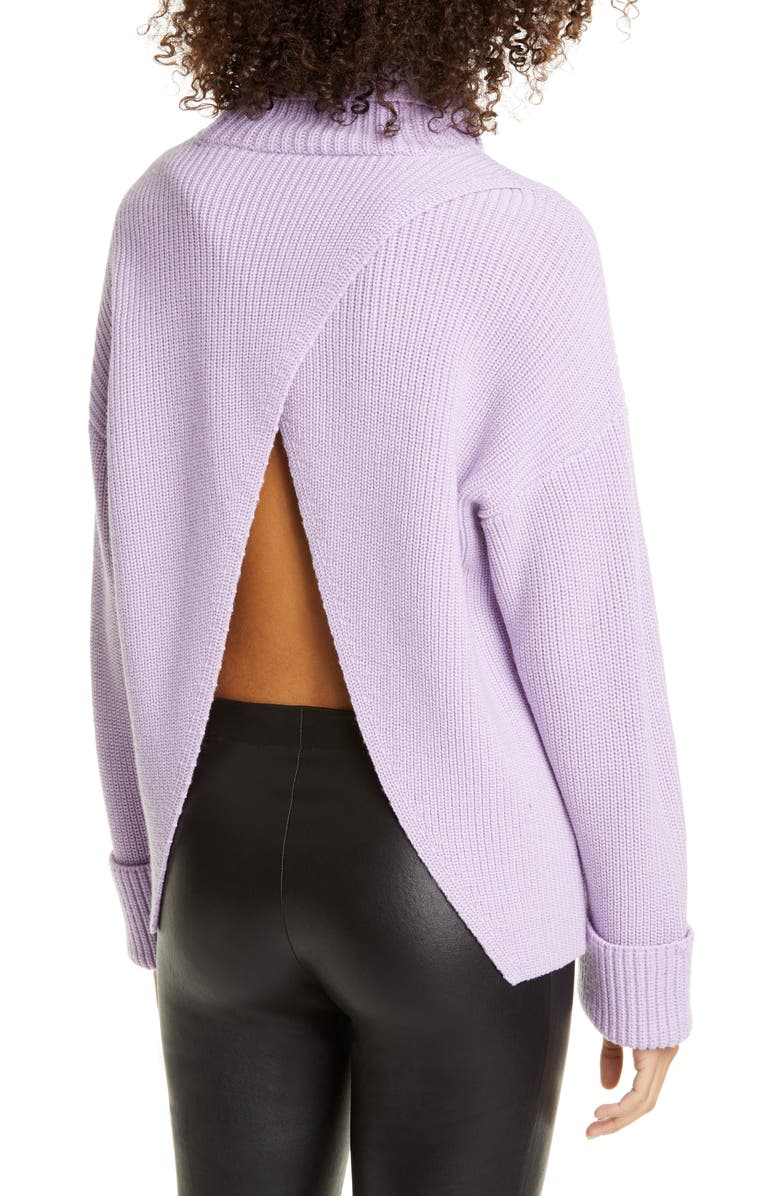 Alice + Olivia Cross Back Wool & Cotton Blend Sweater, Alternate, color, 