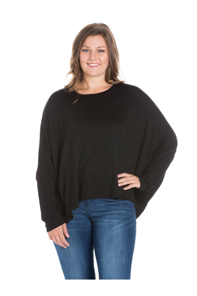 Plus Size Oversized Long Sleeve  Dolman Top, Main, color, Black