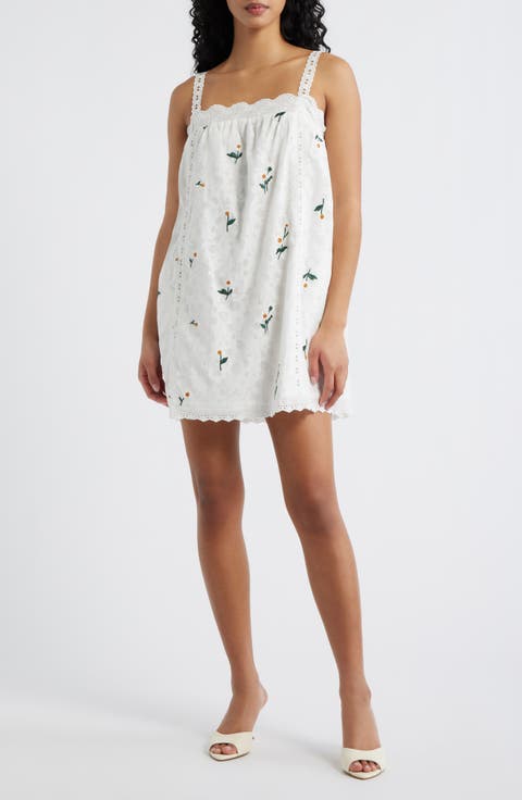 Marguerite Embroidered Eyelet Sleeveless Minidress