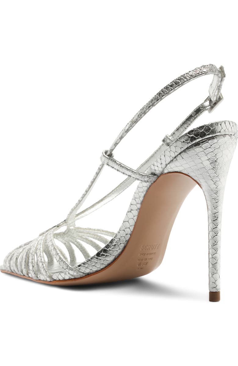 Schutz Seraphine Snakeskin Embossed Slingback Sandal, Alternate, color, Silver