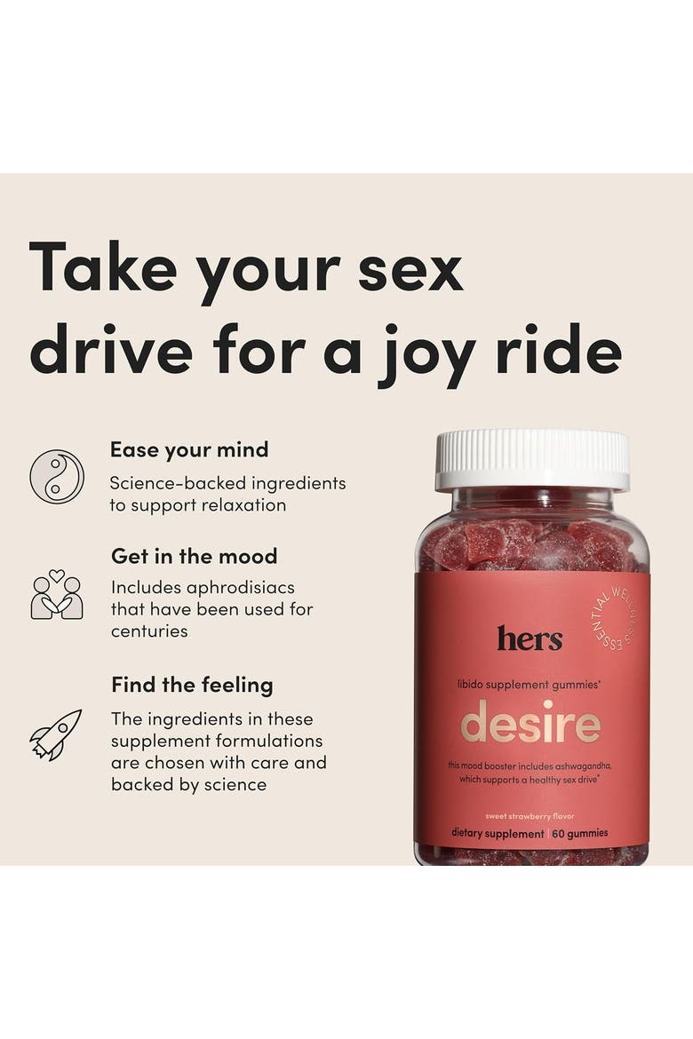Desire Libido Supplement Gummies  Mood-Boosting, Energy-Enhancing, Daily Wellness Formula, Alternate, color, Coral