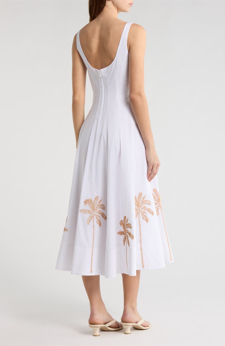 STAUD Wells Sleeveless Midi Sundress, Alternate, color, White Embroidered