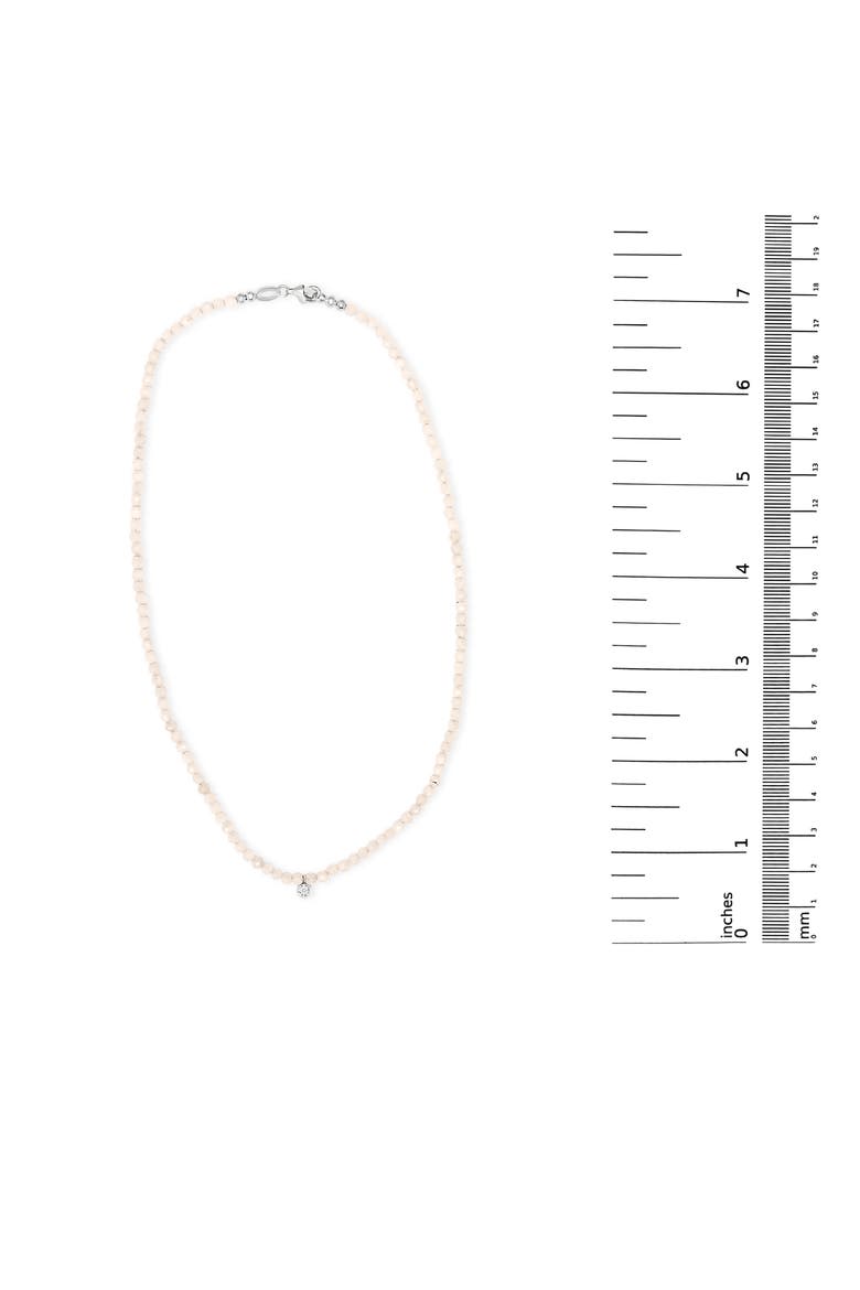 Sterling Silver Moonstone Bead Station Necklace with Diamond Accent, Alternate, color, Silver