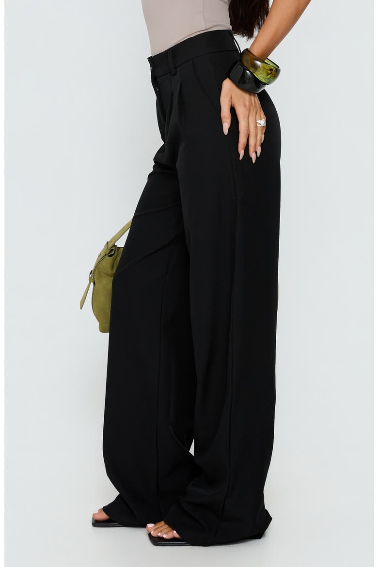Archer Pleated High Waist Straight Leg Pants, Alternate, color, BLACK