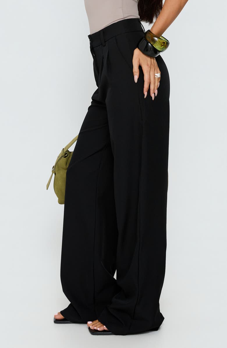 Princess Polly Archer Pleated High Waist Straight Leg Pants, Alternate, color, Black