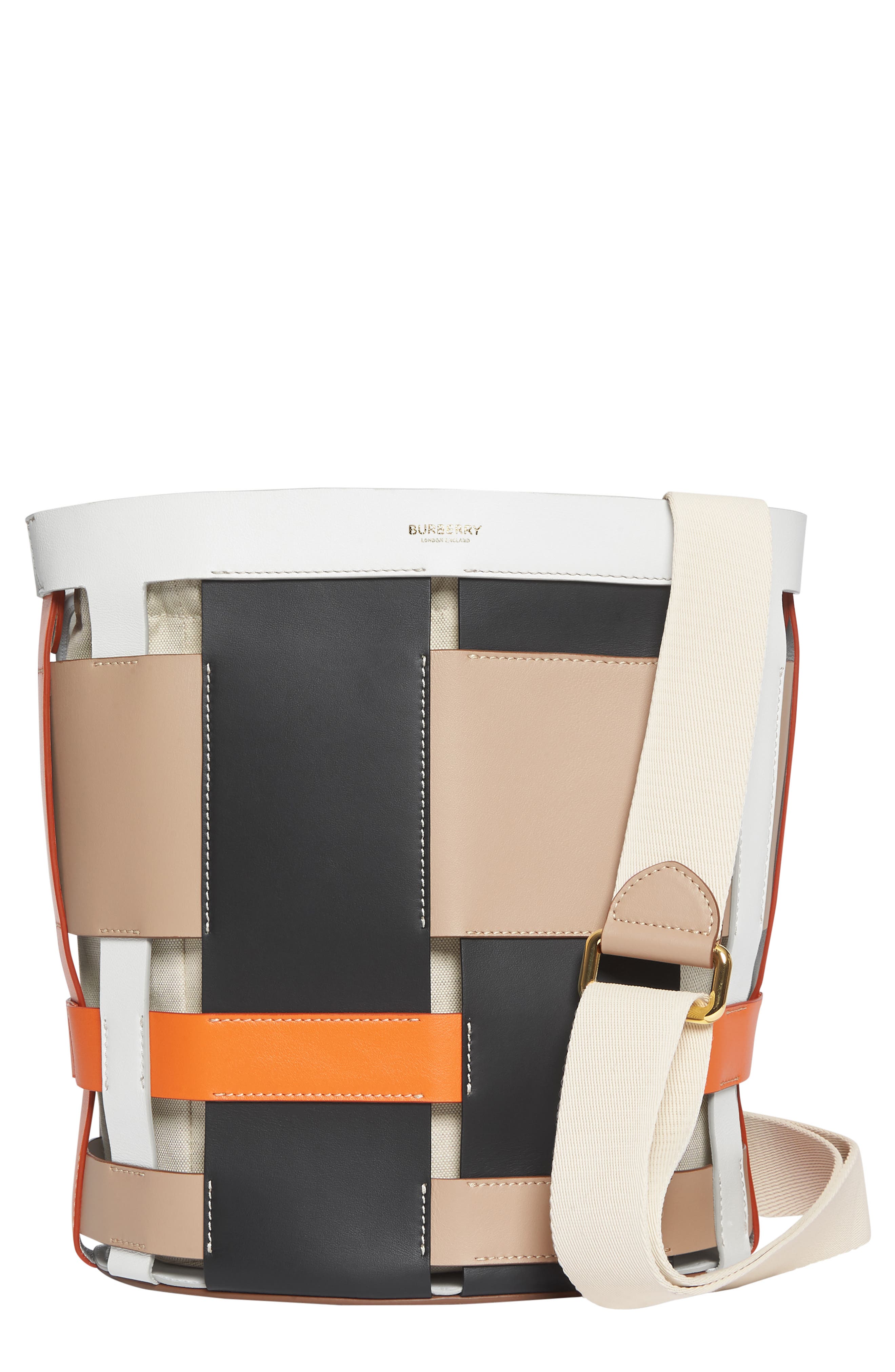 Burberry Small Foster Leather Bucket Bag, Main, color, 