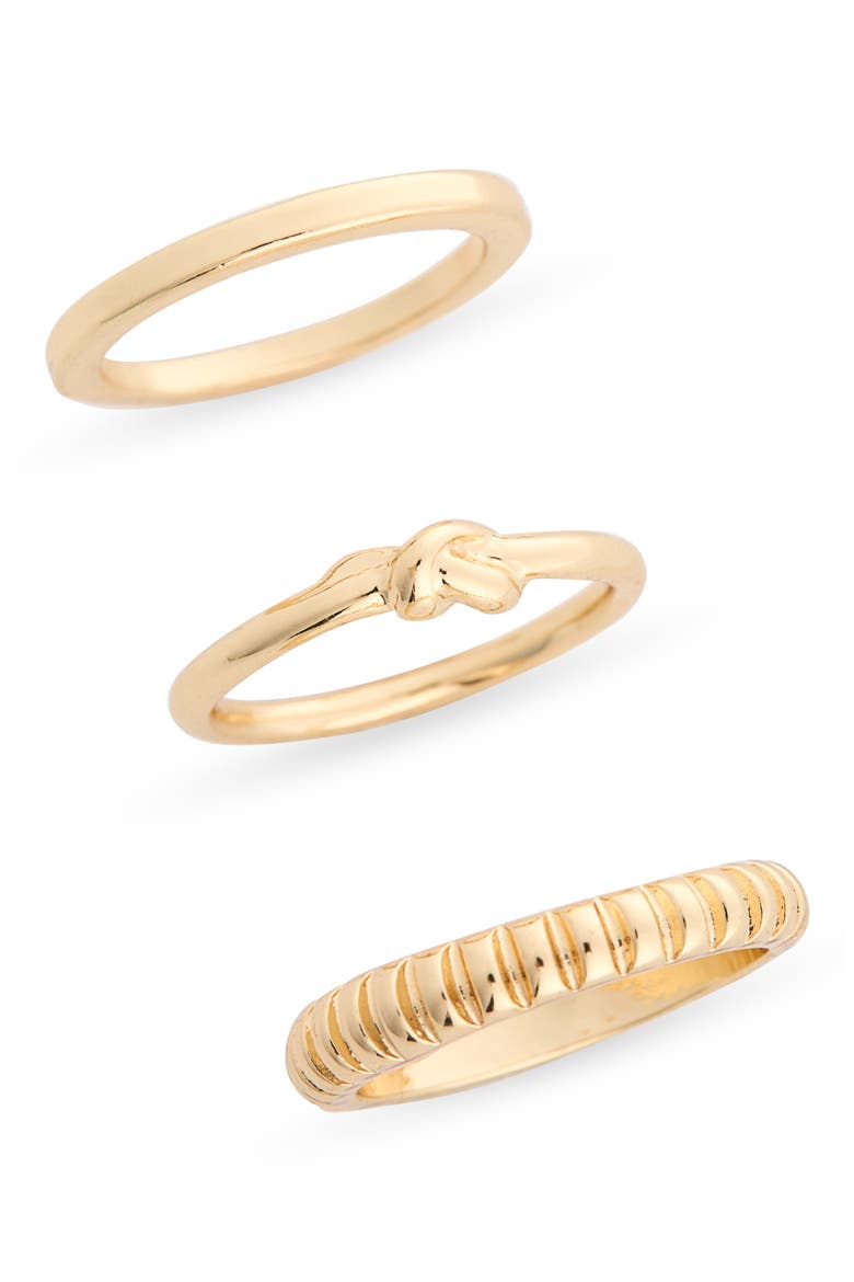 Three-Pack Textured Rings, Main, color, GOLD
