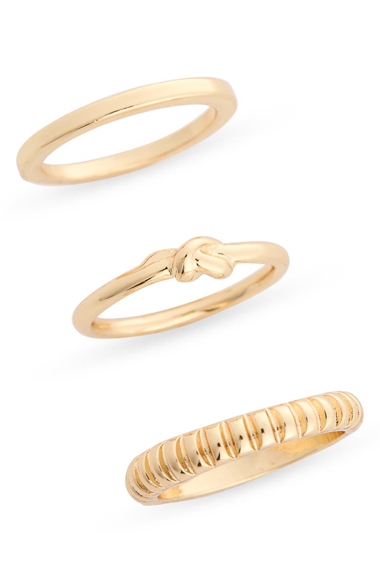 NORDSTROM RACK Three-Pack Textured Rings, Main, color, Gold