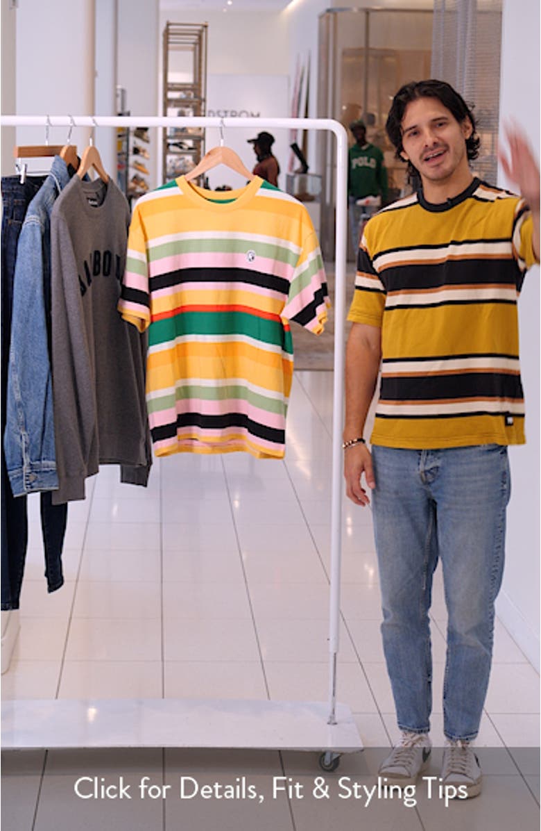 Treble Stripe Cropped Cotton Graphic T-Shirt, sales video thumbnail