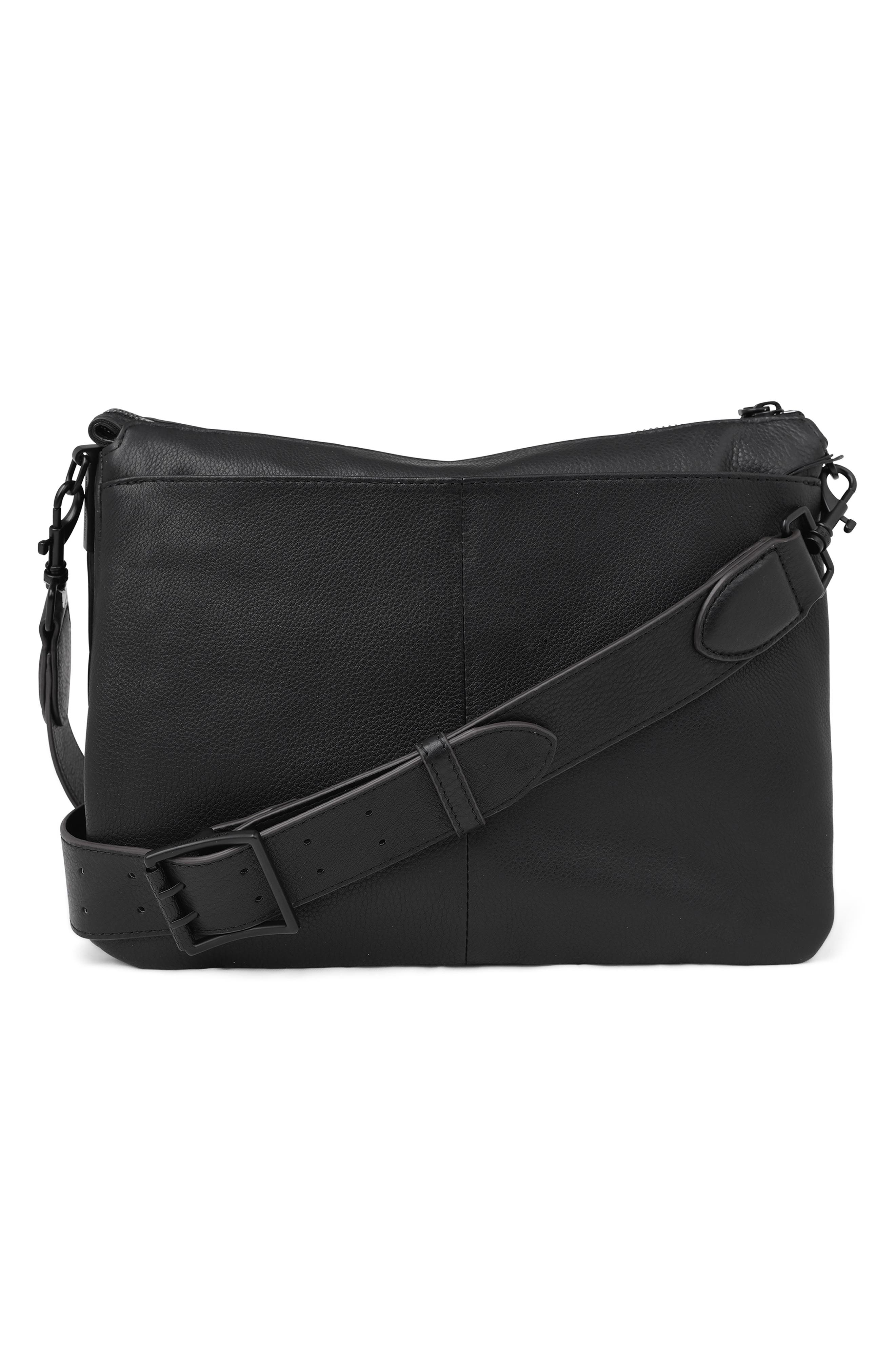 Famous Leather Large Crossbody Bag, Alternate, color, BLACK BLACK