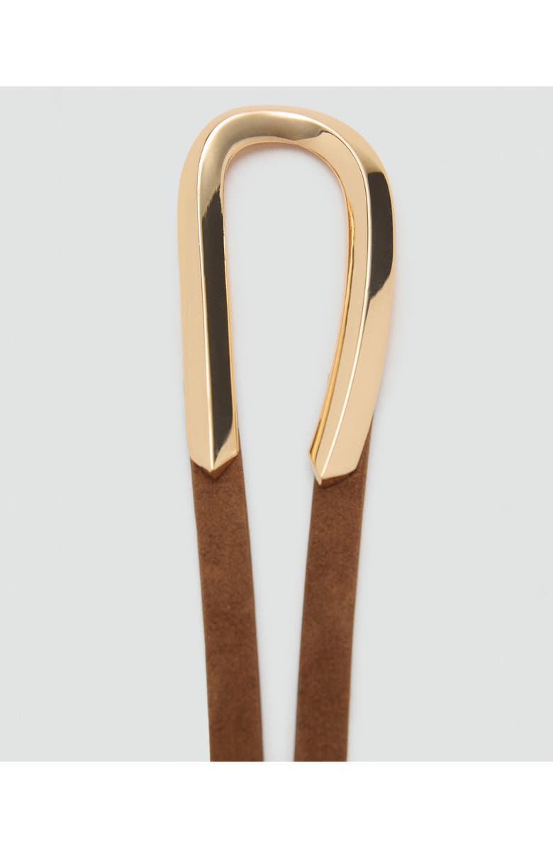 MANGO Thin Suede Tie Belt, Alternate, color, Brown