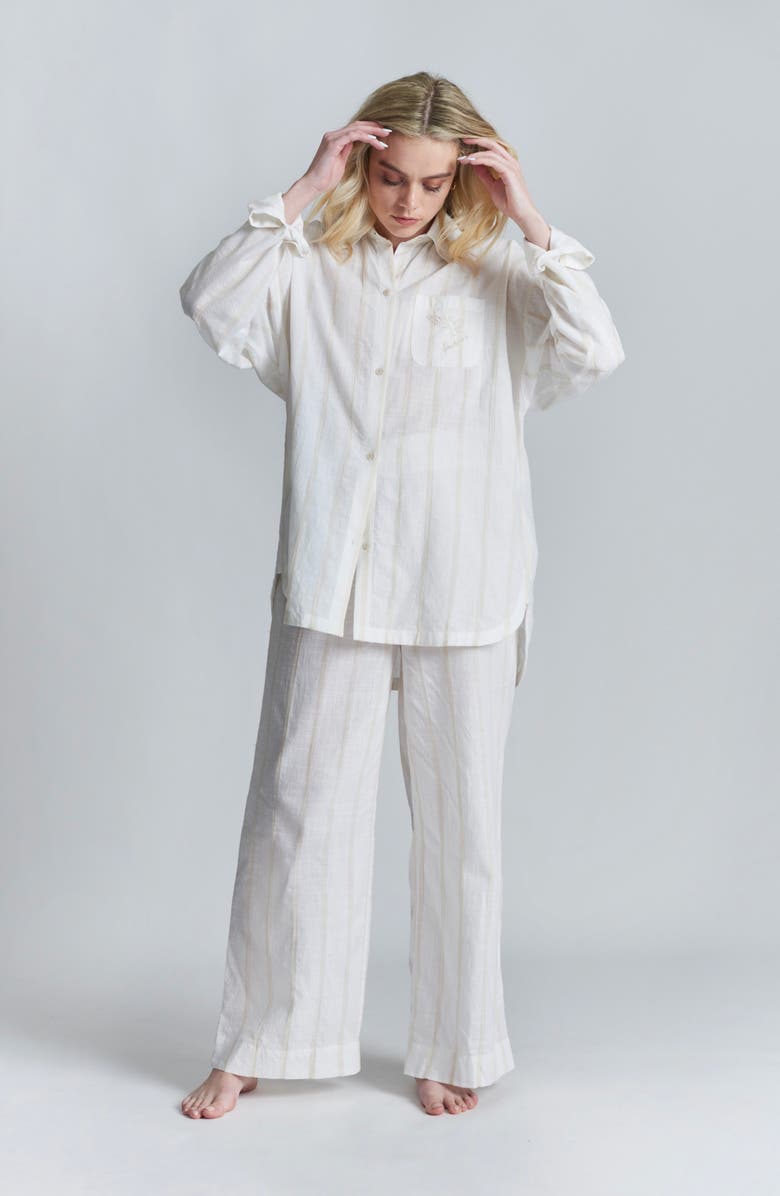 PEACHAUS Robinia Ethical-Cotton Wide-Leg Pajama Pants, Alternate, color, 