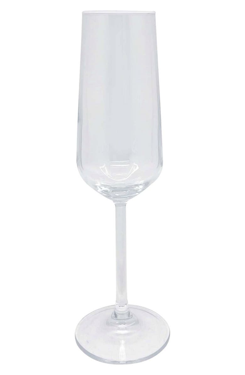Mariposa Fine Line Set of 4 Glass Champagne Flutes, Main, color, Clear