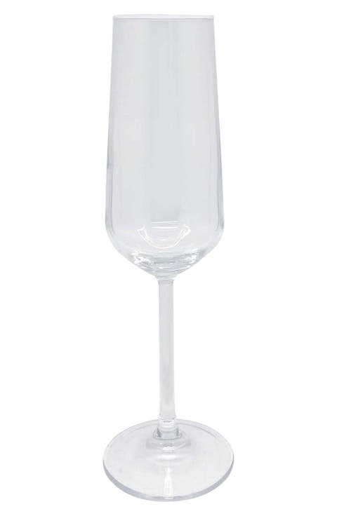 Fine Line Set of 4 Glass Champagne Flutes