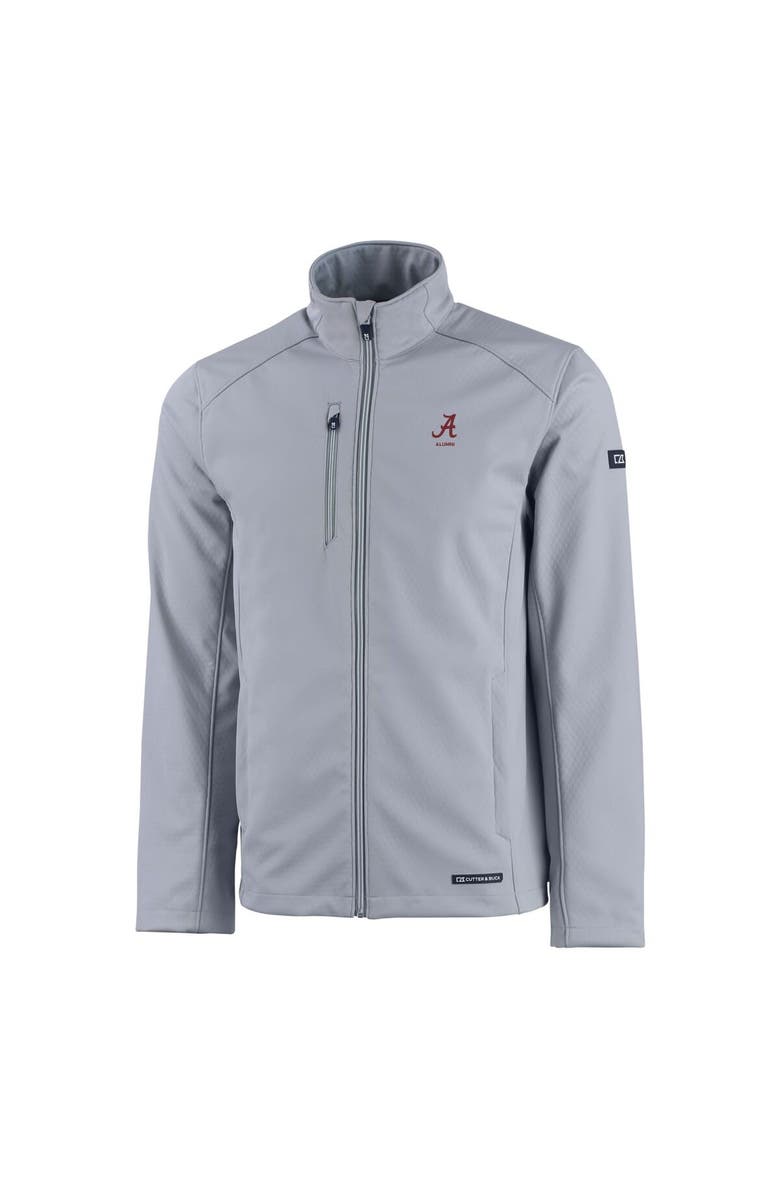 Cutter & Buck Men's Cutter & Buck Gray Alabama Crimson Tide Alumni Logo Evoke Eco Softshell Recycled Full-Zip Jacket, Alternate, color,