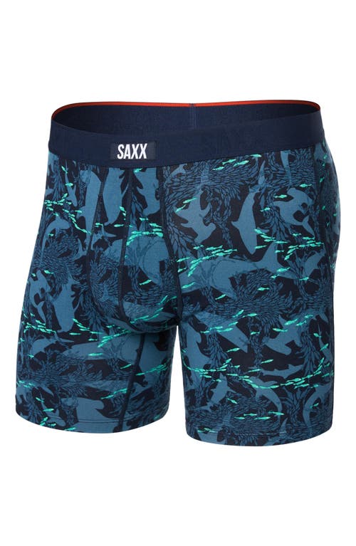 Saxx Vibe Xtra Boxer Briefs In Sharks And Minnows-dark Ink